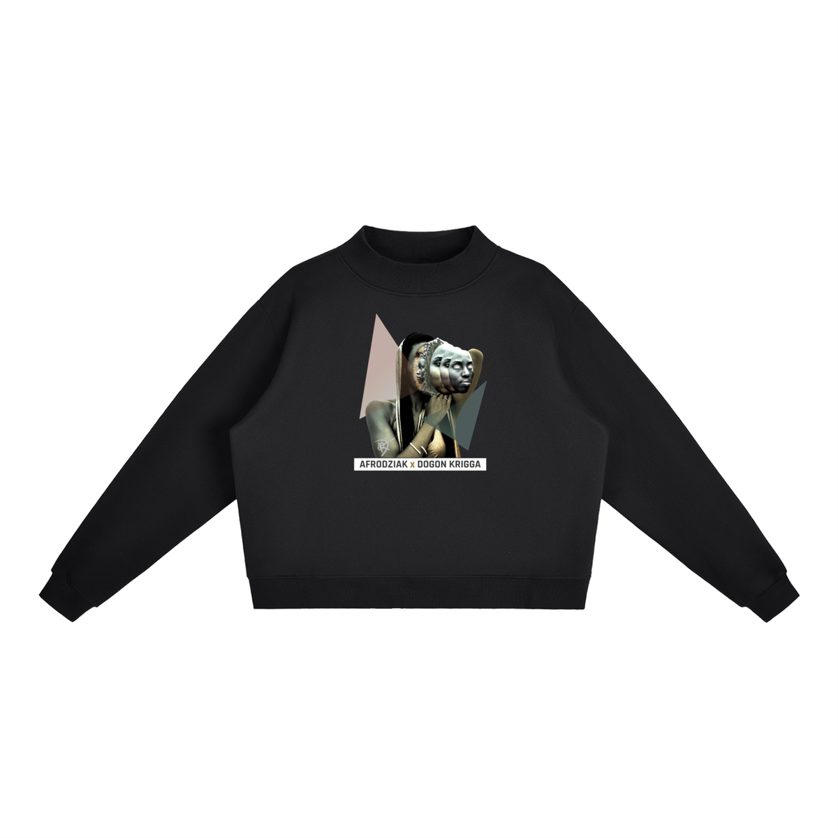 AfroDziak Fleece Mock-Neck Crew Sweatshirt