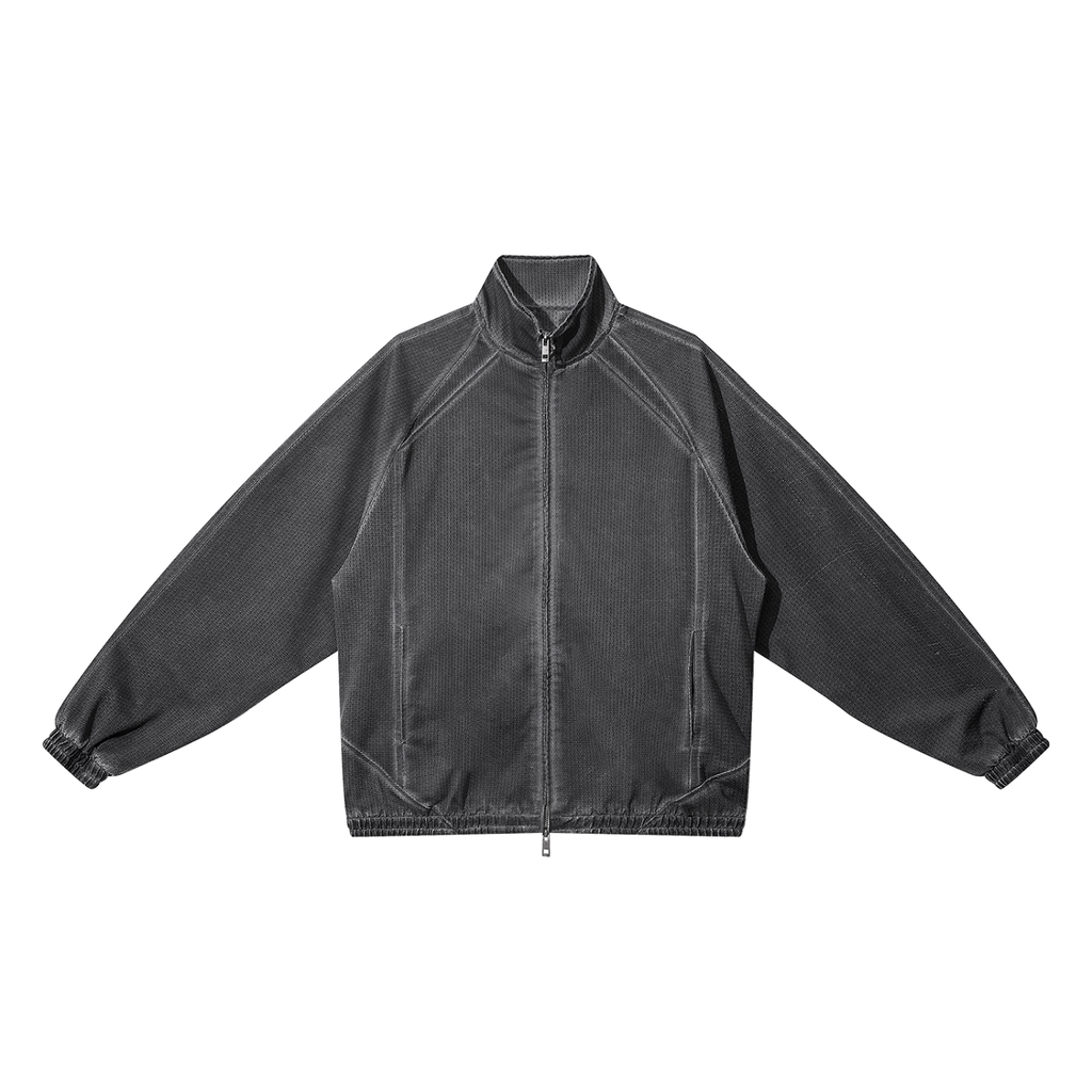 AfroDziak Unisex Vintage Wash Full Zip Mesh Jacket
