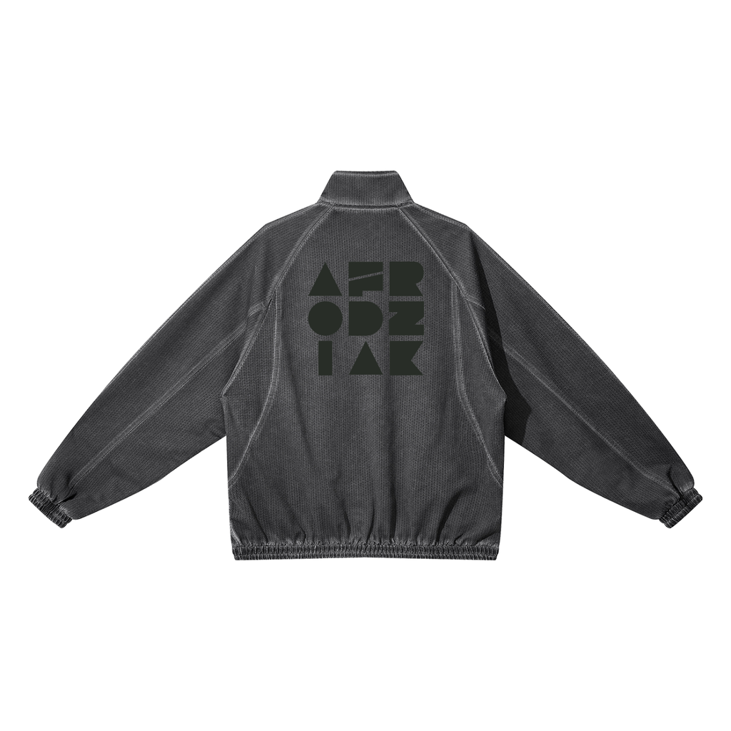 AfroDziak Unisex Vintage Wash Full Zip Mesh Jacket