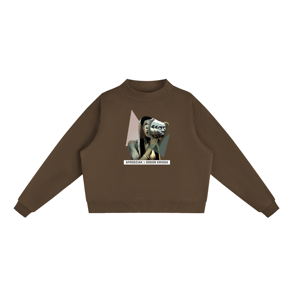 AfroDziak Fleece Mock-Neck Crew Sweatshirt