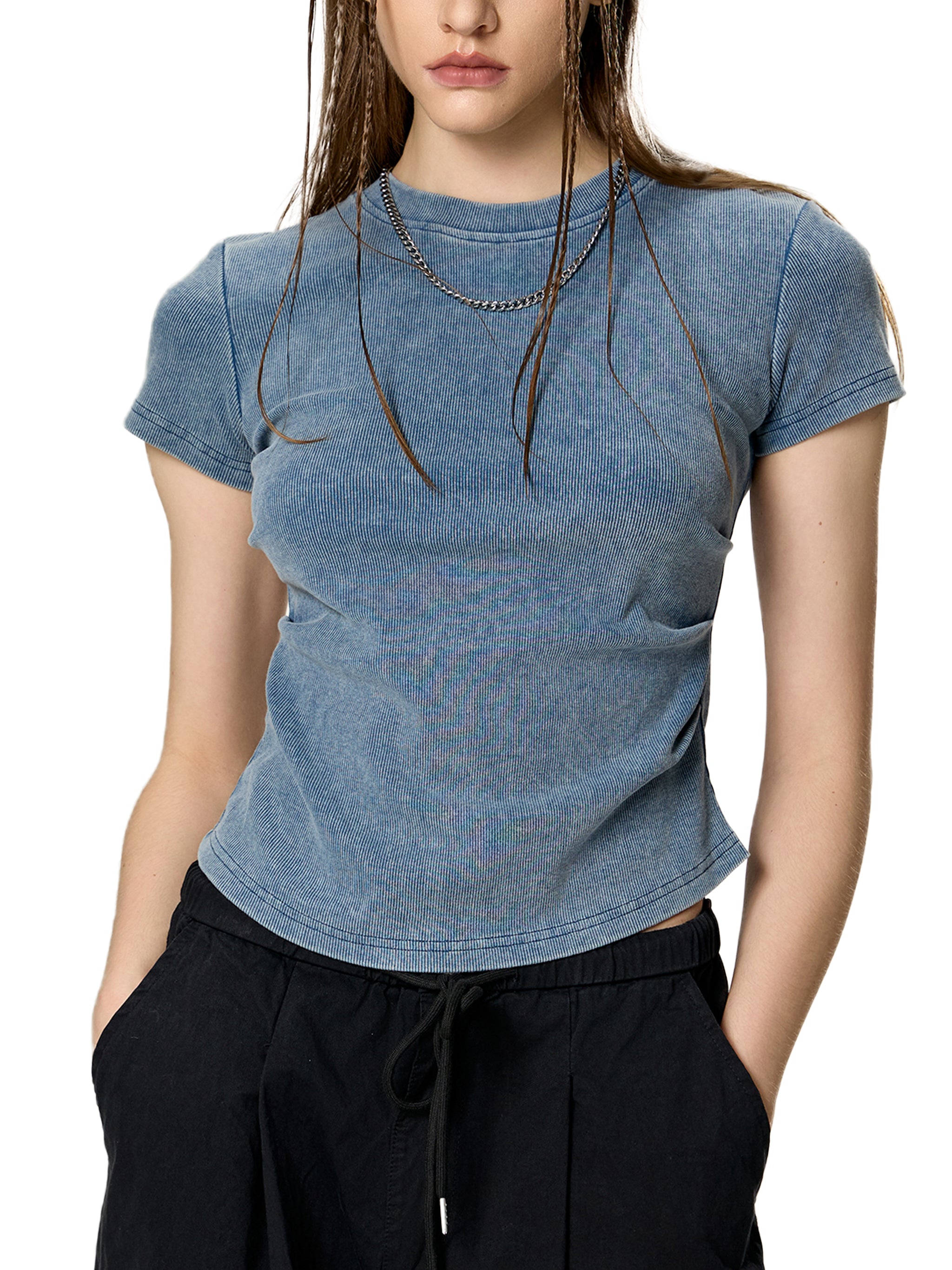 AfroDziak Vintage Washed Bodycon Cotton T-Shirt